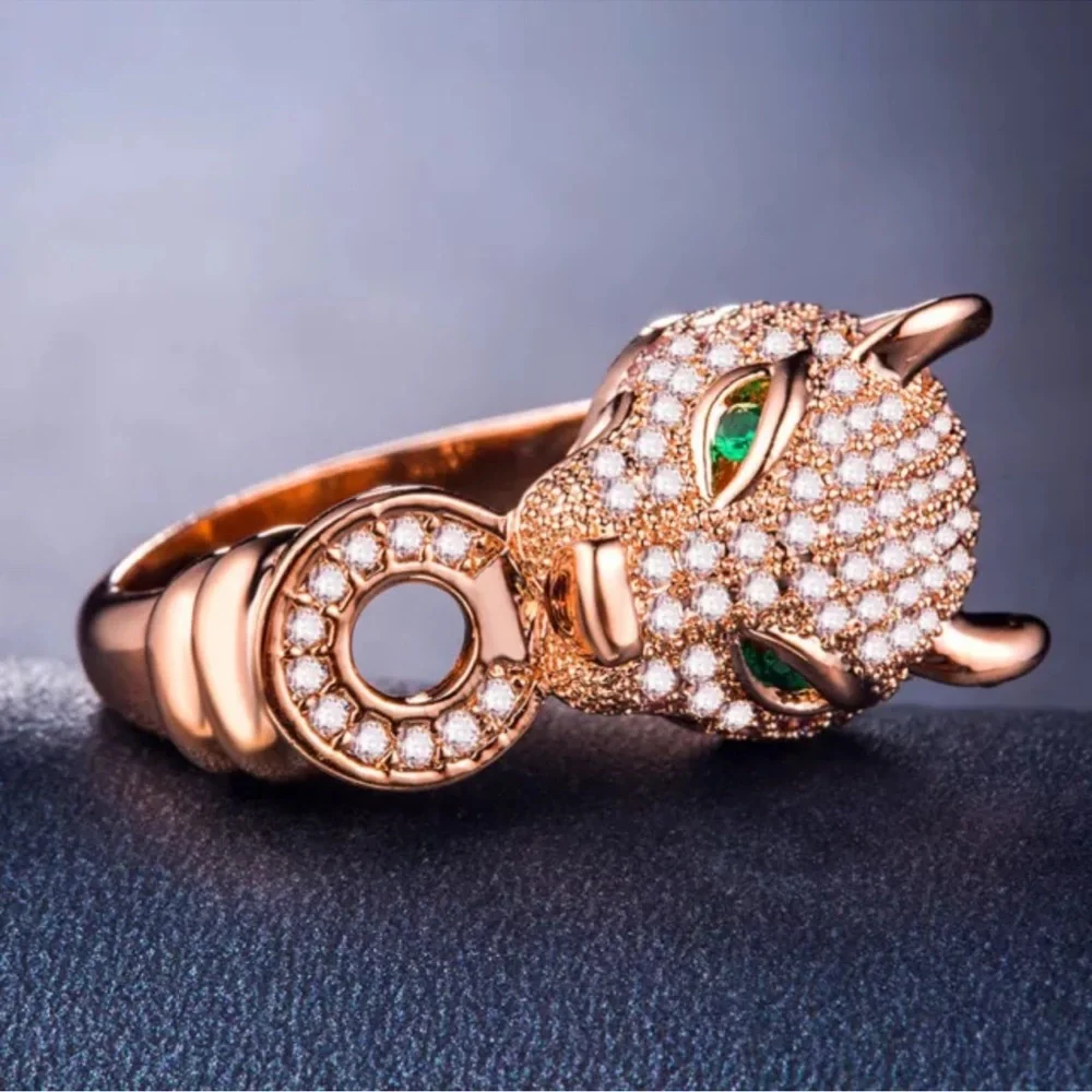 Fashion Leopard rose Gold Jewelry Cubic Zirconia Ring - Picture 2 of 3